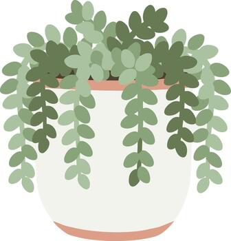 plano diseño cuerda de perlas planta de casa en sencillo maceta ilustración vector