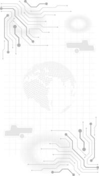 Abstract background with circuit board and world map vector