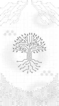 A tree with a circuit board on it. Abstract Digital Technology Background Modern Gray and White Design. vector
