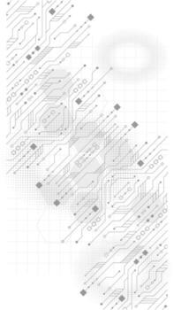 Abstract electronic circuit board background with lines and dots vector