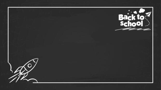 Back to school chalkboard background with rocket and space vector