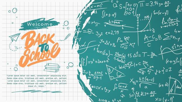 Back to school design template with math formulas and formulas on a notebook background vector