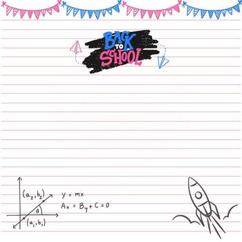 espalda a colegio papel antecedentes con matemáticas ecuaciones y cohete vector