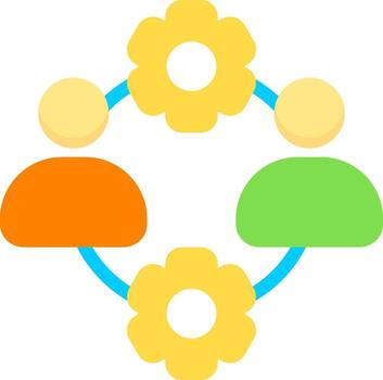 trabajo en equipo mínimo vistoso icono diseño vector