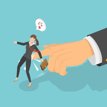 3D Isometric Flat Illustration of Nudge Theory in Business, Boosting Decision-Making And Behavior For Personal Growth In The Workplace vector