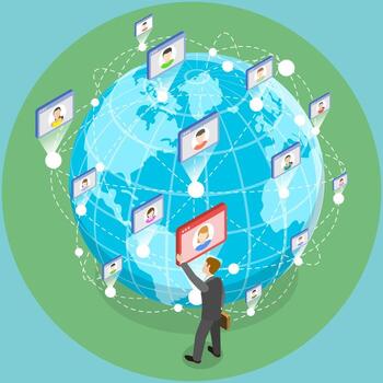 3D Isometric Flat Illustration of Work Networking, Building Connections For Business Success vector