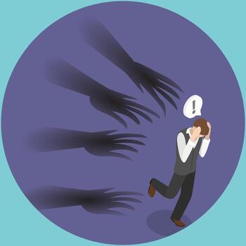 3D Isometric Flat Illustration of Panic Attack, Problems with Mental Health and Psychology vector