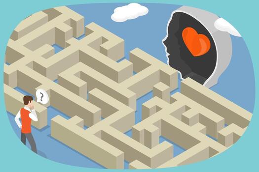 3D Isometric Flat Illustration of Finding Happiness, Positive Thinking, Emotion Intelligence, And Optimism vector