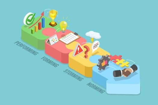 3d isométrica plano ilustración de líder proceso, modelo marco de referencia vector