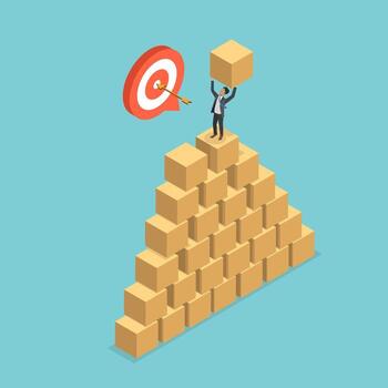 3D Isometric Flat Illustration of Developing Business Plan, Creating A Business Strategy vector