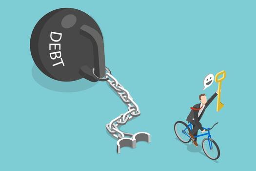 3D Isometric Flat Illustration of Solving Financial Problem, Unlock Financial Freedom vector