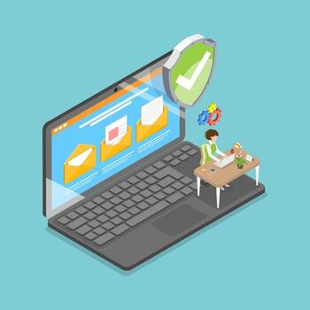 3D Isometric Flat Illustration of Digital Privacy, Internet Security vector