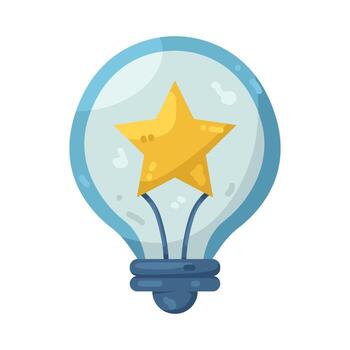 Lightbulb with Star Inside Illustration vector