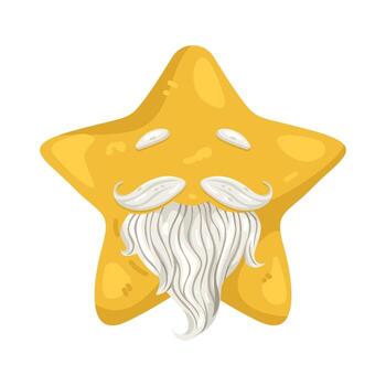 Star Character with Beard and Mustache vector