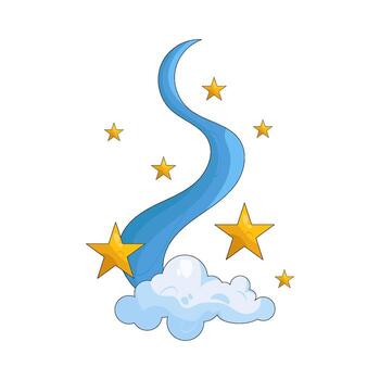Illustration of Cloud with Stars and Stream vector