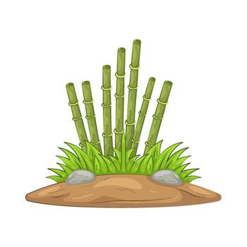 Illustration of Bamboo Grass with Rocks vector