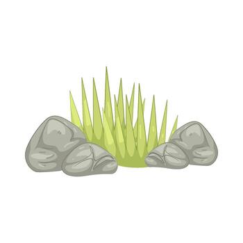 Illustration of Grass Patch with Rocks vector