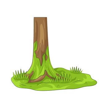 Tree Trunk with Moss and Grass vector