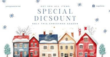 White Christmas Greeting for Facebook Ad Template