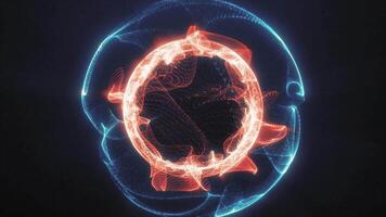 un astratto Immagine di un' circolare oggetto con raggiante blu Linee video