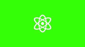 átomo ícone animação com verde tela fundo. video