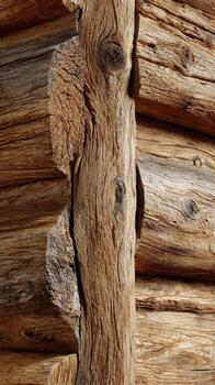 A close up of a log cabin wall photo