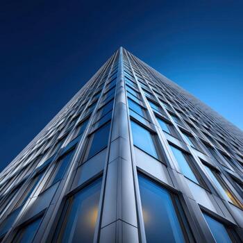 Modern skyscraper with blue sky background photo