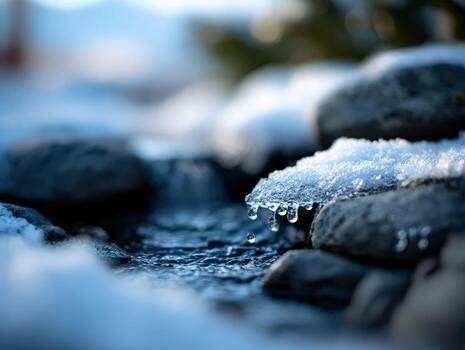 A stream of water is running over rocks photo