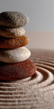 A stack of stones on top of a spiral photo