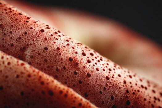 A close up of a red apple with holes photo