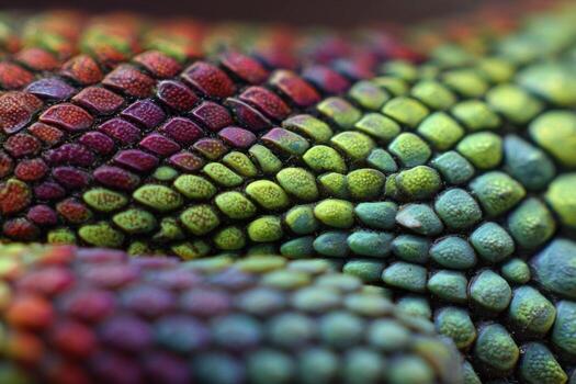 A close up of a colorful snake skin photo