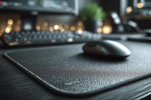 A mouse and keyboard on a desk photo