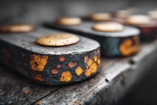 A close up of a set of wooden buttons photo