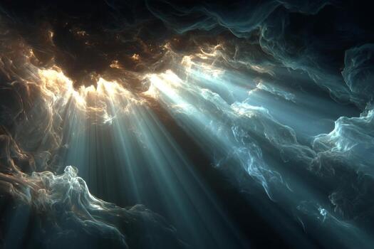 The sun shines through the clouds in this image photo