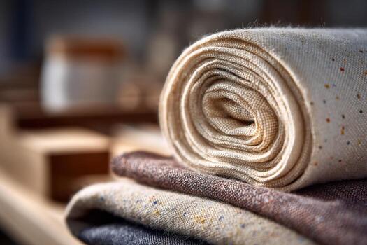 A rolled up piece of fabric on a table photo
