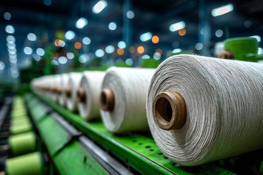 A close up of a spool of yarn on a machine photo