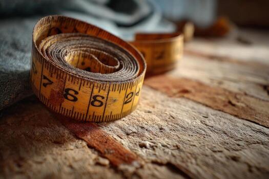 A measuring tape laying on top of a cloth photo