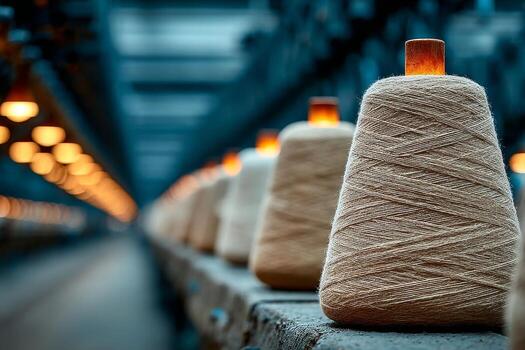 A spool of yarn on a production line photo