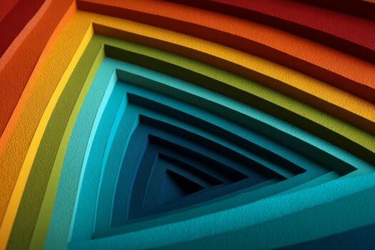 A colorful rainbow colored wall with a hole in it photo