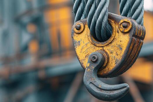 A close up of a hook on a crane photo