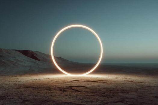 A ring of light in the desert at night photo