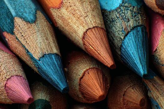 A close up of a group of colored pencils photo