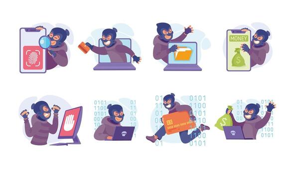 Illustrations Depicting the Modern Digital Shopping Experience and Its Various Aspects vector