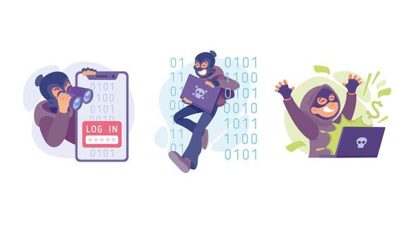 Illustration of Cybersecurity Threats as well as Hacking Activities in the digital realm vector