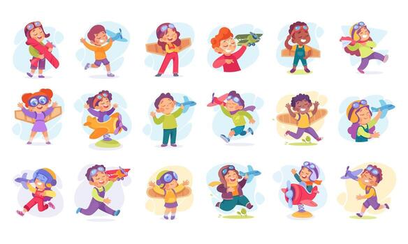 Colorful Animated Characters That Delightfully Express Joy, Laughter, and Movement Enthusiastically vector