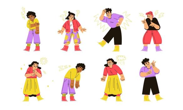 Vibrant and Colorful Dance Illustrations Featuring a Wide Range of Diverse Characters vector