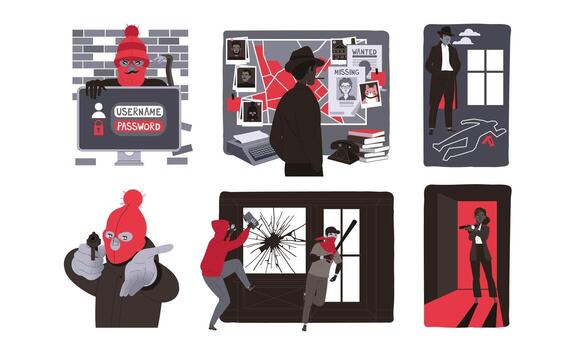 Urban Heist Scene A Captivating and Thrilling Visual Narrative That Grabs Attention and Interest vector