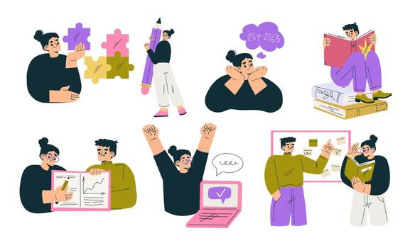 EyeCatching Illustrations of the Creative Process for Modern Workspaces and Problem Solving vector