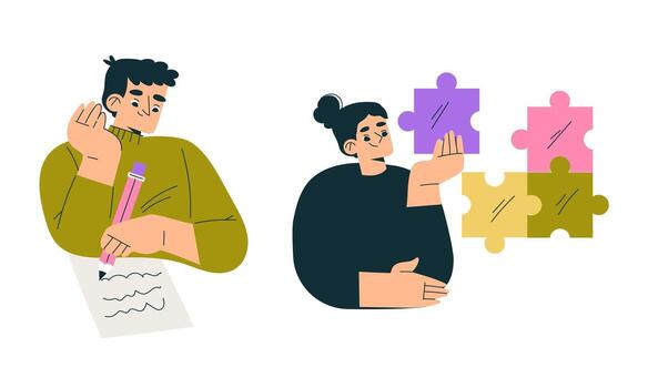 Creative Collaboration in Problem Solving Activities involves teamwork, innovation, and engagement vector