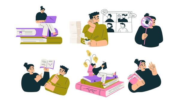 Creative Expression and Engaging Digital Interaction in Various Modern Settings and Contexts vector